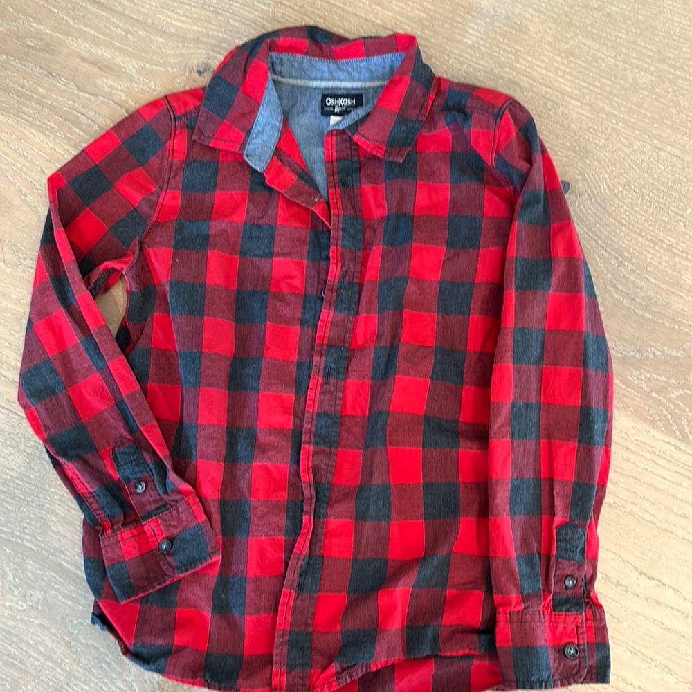 Boys red plaid button down